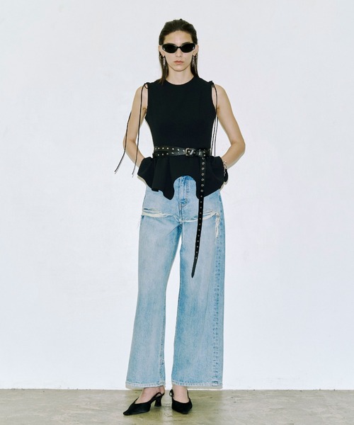 JOSE MOON(ジョゼムーン)の「PEPLUM TAPE TOPS/ペプラムテープトップス(Tシャツ/カットソー・レディース・ブラック/グリーン系その他/ホワイト・FREE)」の19枚目の写真
