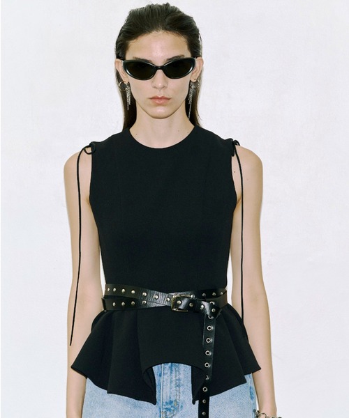 JOSE MOON(ジョゼムーン)の「PEPLUM TAPE TOPS/ペプラムテープトップス(Tシャツ/カットソー・レディース・ブラック/グリーン系その他/ホワイト・FREE)」の15枚目の写真