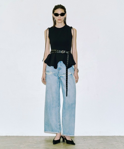 JOSE MOON(ジョゼムーン)の「PEPLUM TAPE TOPS/ペプラムテープトップス(Tシャツ/カットソー・レディース・ブラック/グリーン系その他/ホワイト・FREE)」の18枚目の写真