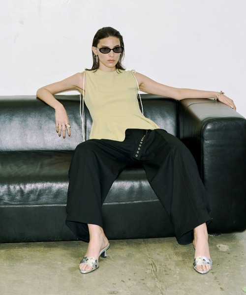 JOSE MOON(ジョゼムーン)の「PEPLUM TAPE TOPS/ペプラムテープトップス(Tシャツ/カットソー・レディース・ブラック/グリーン系その他/ホワイト・FREE)」の12枚目の写真