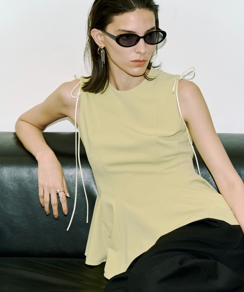 JOSE MOON(ジョゼムーン)の「PEPLUM TAPE TOPS/ペプラムテープトップス(Tシャツ/カットソー・レディース・ブラック/グリーン系その他/ホワイト・FREE)」の11枚目の写真