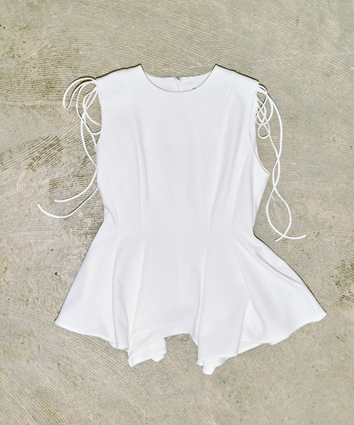 JOSE MOON(ジョゼムーン)の「PEPLUM TAPE TOPS/ペプラムテープトップス(Tシャツ/カットソー・レディース・ブラック/グリーン系その他/ホワイト・FREE)」の14枚目の写真