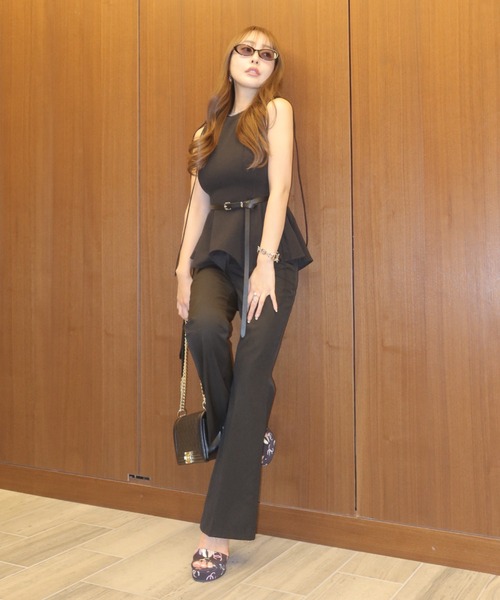 JOSE MOON(ジョゼムーン)の「PEPLUM TAPE TOPS/ペプラムテープトップス(Tシャツ/カットソー・レディース・ブラック/グリーン系その他/ホワイト・FREE)」の4枚目の写真