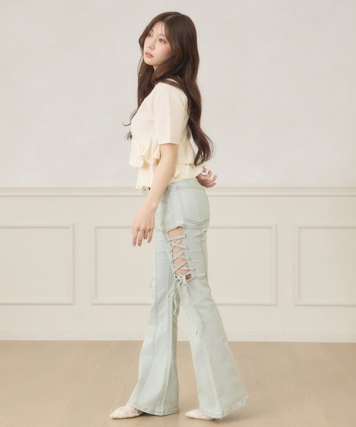Ambre Neige(アンブルネージュ)の「dot flill Peplum knit cardigan / ドットフリルペプラムニットカーディガン(カーディガン/ボレロ・レディース・ブラック/ネイビー/サックスブルー/アイボリー・FREE)」の11枚目の写真