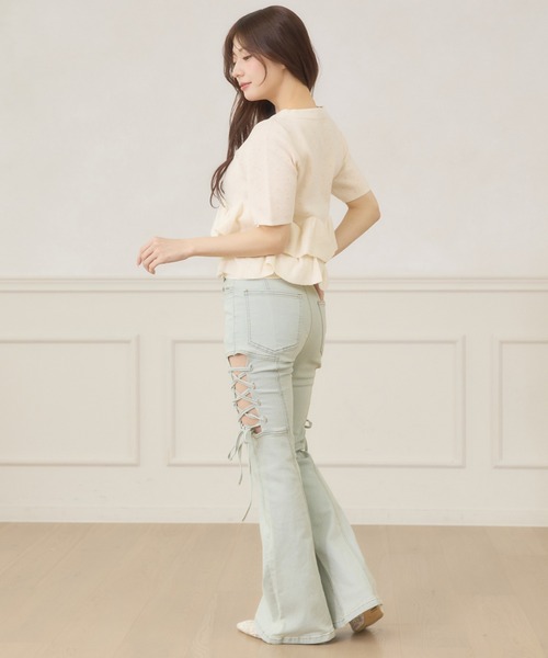 Ambre Neige(アンブルネージュ)の「dot flill Peplum knit cardigan / ドットフリルペプラムニットカーディガン(カーディガン/ボレロ・レディース・ブラック/ネイビー/サックスブルー/アイボリー・FREE)」の13枚目の写真