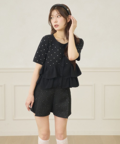 Ambre Neige(アンブルネージュ)の「dot flill Peplum knit cardigan / ドットフリルペプラムニットカーディガン(カーディガン/ボレロ・レディース・ブラック/ネイビー/サックスブルー/アイボリー・FREE)」の18枚目の写真