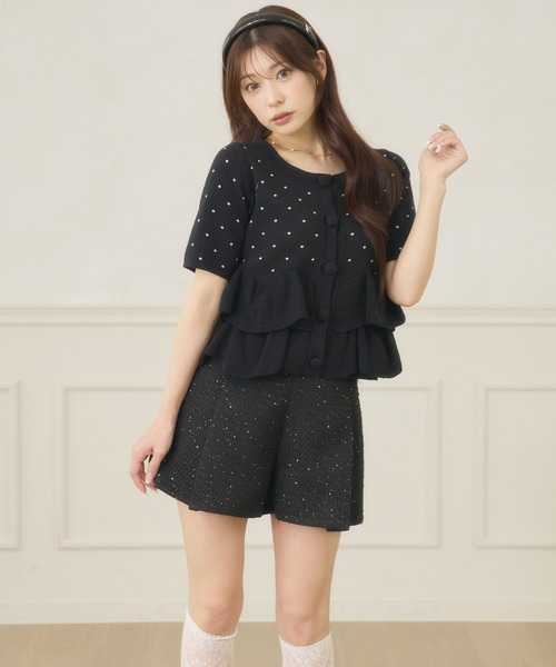 Ambre Neige(アンブルネージュ)の「dot flill Peplum knit cardigan / ドットフリルペプラムニットカーディガン(カーディガン/ボレロ・レディース・ブラック/ネイビー/サックスブルー/アイボリー・FREE)」の19枚目の写真
