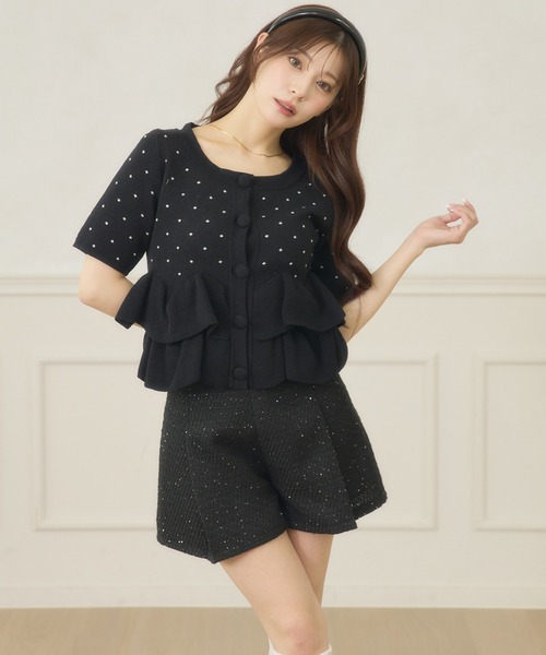 Ambre Neige(アンブルネージュ)の「dot flill Peplum knit cardigan / ドットフリルペプラムニットカーディガン(カーディガン/ボレロ・レディース・ブラック/ネイビー/サックスブルー/アイボリー・FREE)」の21枚目の写真