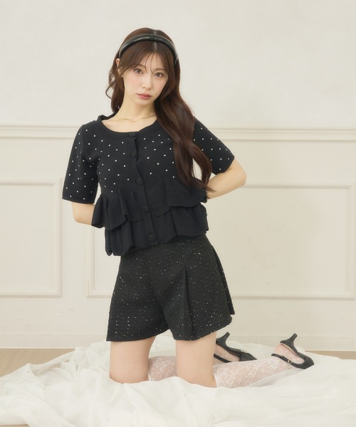 Ambre Neige(アンブルネージュ)の「dot flill Peplum knit cardigan / ドットフリルペプラムニットカーディガン(カーディガン/ボレロ・レディース・ブラック/ネイビー/サックスブルー/アイボリー・FREE)」の17枚目の写真