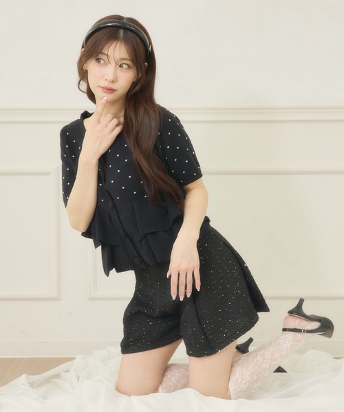 Ambre Neige(アンブルネージュ)の「dot flill Peplum knit cardigan / ドットフリルペプラムニットカーディガン(カーディガン/ボレロ・レディース・ブラック/ネイビー/サックスブルー/アイボリー・FREE)」の16枚目の写真