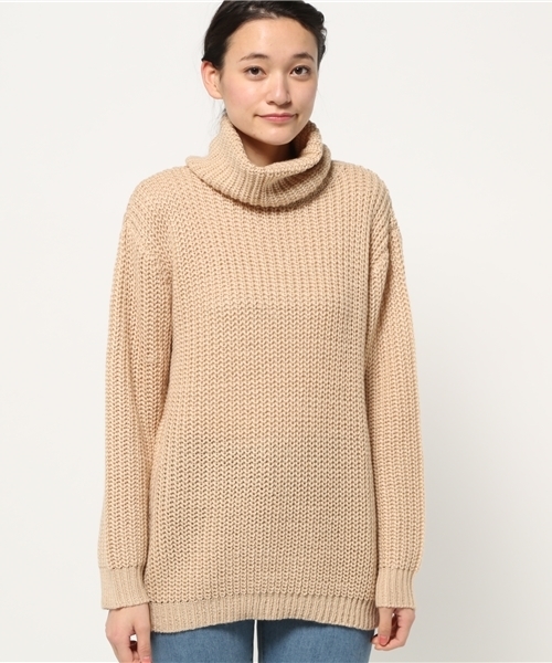 OUTLET（アウトレット）の「【mystic】ザックリ畦タートルニット（ニット/セーター・レディース・ベージュ/ネイビー/グリーン/オフホワイト・FREE）」の11枚目の写真