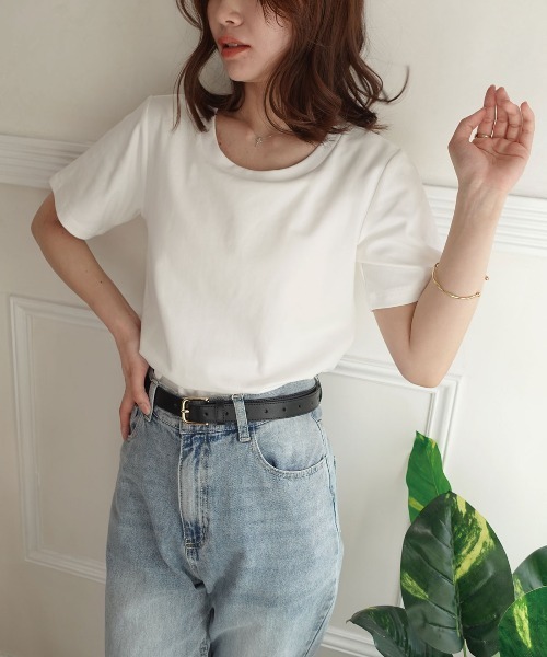 CORNERS(コーナーズ)の「カップ付きTシャツ(Tシャツ/カットソー・レディース・ブラック/ブラウン/チャコールグレー/オフホワイト・M)」の2枚目の写真