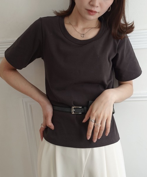 CORNERS(コーナーズ)の「カップ付きTシャツ(Tシャツ/カットソー・レディース・ブラック/ブラウン/チャコールグレー/オフホワイト・M)」の7枚目の写真