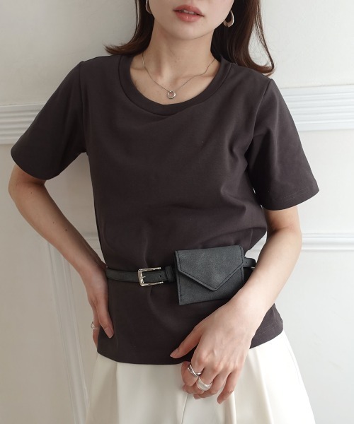 CORNERS(コーナーズ)の「カップ付きTシャツ(Tシャツ/カットソー・レディース・ブラック/ブラウン/チャコールグレー/オフホワイト・M)」の8枚目の写真