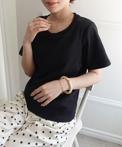 CORNERS(コーナーズ)の「カップ付きTシャツ(Tシャツ/カットソー・レディース・ブラック/ブラウン/チャコールグレー/オフホワイト・M)」の11枚目の写真