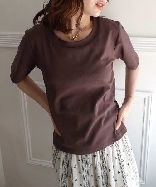 CORNERS(コーナーズ)の「カップ付きTシャツ(Tシャツ/カットソー・レディース・ブラック/ブラウン/チャコールグレー/オフホワイト・M)」の18枚目の写真