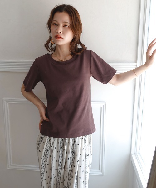 CORNERS(コーナーズ)の「カップ付きTシャツ(Tシャツ/カットソー・レディース・ブラック/ブラウン/チャコールグレー/オフホワイト・M)」の19枚目の写真