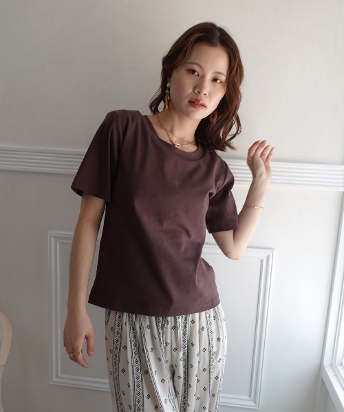 CORNERS(コーナーズ)の「カップ付きTシャツ(Tシャツ/カットソー・レディース・ブラック/ブラウン/チャコールグレー/オフホワイト・M)」の20枚目の写真