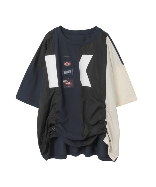Kロゴプリントポリエステルタフタ使いカットソー（Tシャツ/カットソー
