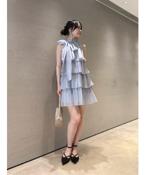 LILY BROWN(リリーブラウン)の「アメスリティアードワンピース(スカート・レディース・モカ/ライトブルー/アイボリー・F)」の21枚目の写真