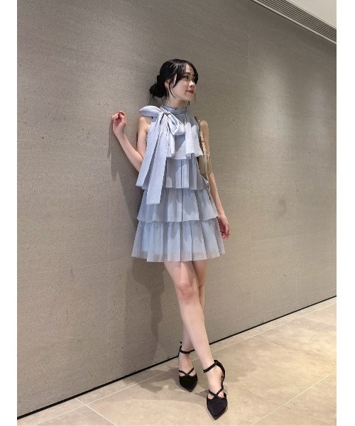LILY BROWN(リリーブラウン)の「アメスリティアードワンピース(スカート・レディース・モカ/ライトブルー/アイボリー・F)」の22枚目の写真