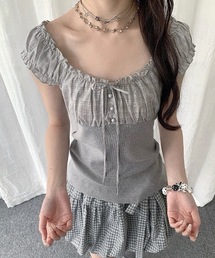 リボン ギャザートップス