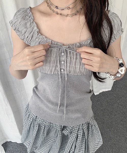 FUNdaysion（ファンデイション）の「リボン ギャザートップス（Tシャツ/カットソー・レディース・グレー・M）」の5枚目の写真