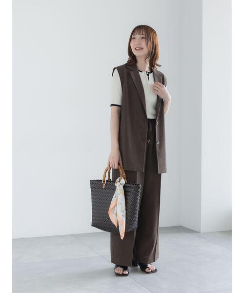 Te chichi(テチチ)の「【UVカット】ヘンリーネック5分袖配色リブニット(ニット/セーター・レディース・ネイビー/グレー/オフホワイト・F)」の11枚目の写真