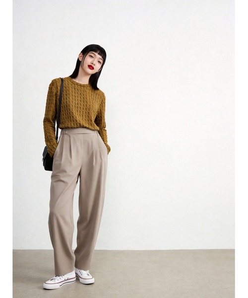 Sew loop(ソーループ)の「カーブルーズスラックスパンツ(スラックス・レディース・ブラック/チャコールグレー/グレイッシュベージュ/ライトグレー・MEDIUM/LARGE)」の12枚目の写真