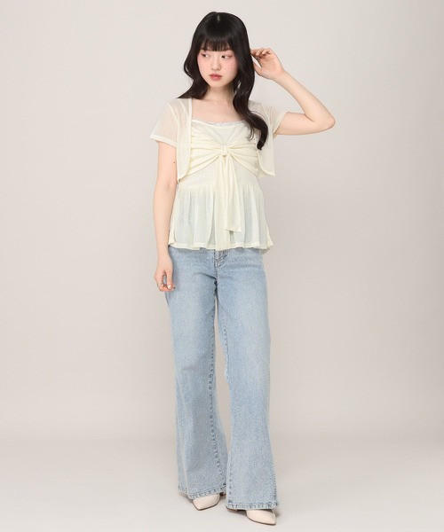Heather(ヘザー)の「リボンカットキャミソール/カーディガン2P 1045821(アンサンブル・レディース・アイボリー/ブラウン/ピンク・FREE)」の5枚目の写真