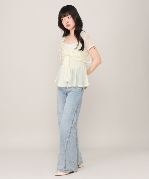 Heather(ヘザー)の「リボンカットキャミソール/カーディガン2P 1045821(アンサンブル・レディース・アイボリー/ブラウン/ピンク・FREE)」の6枚目の写真