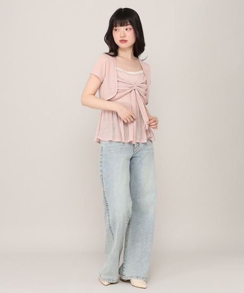 Heather(ヘザー)の「リボンカットキャミソール/カーディガン2P 1045821(アンサンブル・レディース・アイボリー/ブラウン/ピンク・FREE)」の9枚目の写真