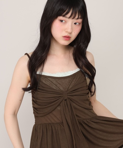 Heather(ヘザー)の「リボンカットキャミソール/カーディガン2P 1045821(アンサンブル・レディース・アイボリー/ブラウン/ピンク・FREE)」の15枚目の写真
