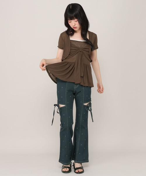 Heather(ヘザー)の「リボンカットキャミソール/カーディガン2P 1045821(アンサンブル・レディース・アイボリー/ブラウン/ピンク・FREE)」の16枚目の写真