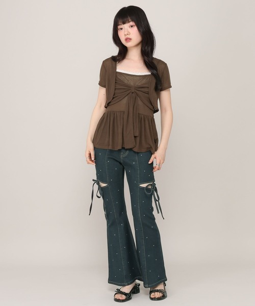 Heather(ヘザー)の「リボンカットキャミソール/カーディガン2P 1045821(アンサンブル・レディース・アイボリー/ブラウン/ピンク・FREE)」の17枚目の写真