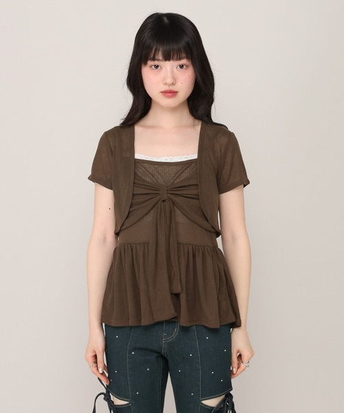 Heather(ヘザー)の「リボンカットキャミソール/カーディガン2P 1045821(アンサンブル・レディース・アイボリー/ブラウン/ピンク・FREE)」の19枚目の写真