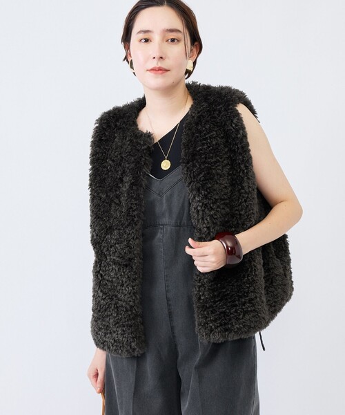 NOLLEY’S(ノーリーズ)の「【HELEN MOORE】ファージレ(ブルゾン・レディース・ベージュ/チャコールグレー・FREE)」の2枚目の写真