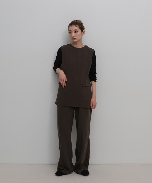 select MOCA(セレクトモカ)の「ツイルタックイージーパンツ【セットアップ対応】(その他パンツ・レディース・ブラウン/ブラック・LARGE/MEDIUM)」の7枚目の写真