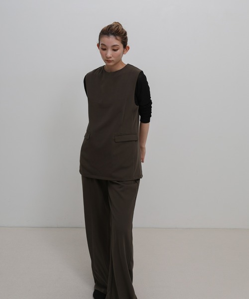 select MOCA(セレクトモカ)の「ツイルタックイージーパンツ【セットアップ対応】(その他パンツ・レディース・ブラウン/ブラック・LARGE/MEDIUM)」の10枚目の写真