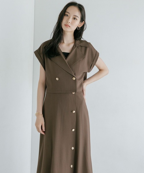 Andemiu(アンデミュウ)の「ジャケット・ワンピースセット/トレンチ風ワンピース/1043569(ワンピース・レディース・ベージュ/ブラウン/グレー・FREE)」の1枚目の写真