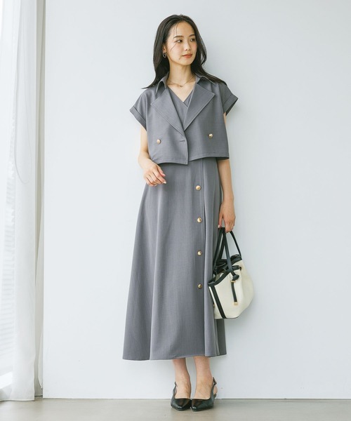 Andemiu(アンデミュウ)の「ジャケット・ワンピースセット/トレンチ風ワンピース/1043569(ワンピース・レディース・ベージュ/ブラウン/グレー・FREE)」の6枚目の写真