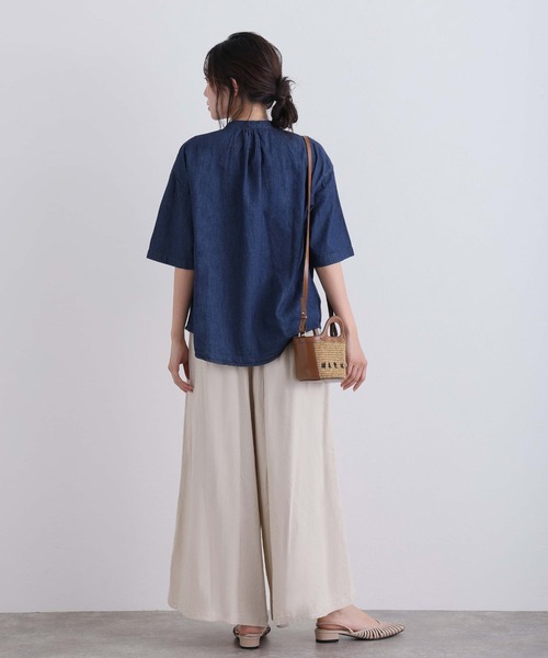 ElegChic(エレグシック)の「エアリーデニムスタンドカラーシャツ(シャツ/ブラウス・レディース・ネイビー/ネイビー系・4L/XL/M)」の19枚目の写真