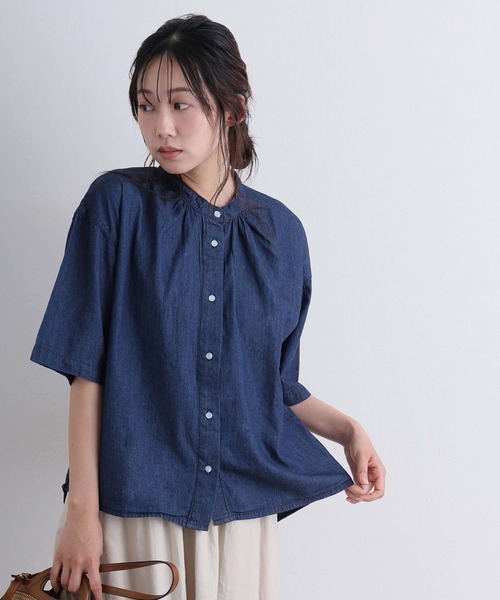 ElegChic(エレグシック)の「エアリーデニムスタンドカラーシャツ(シャツ/ブラウス・レディース・ネイビー/ネイビー系・4L/XL/M)」の20枚目の写真