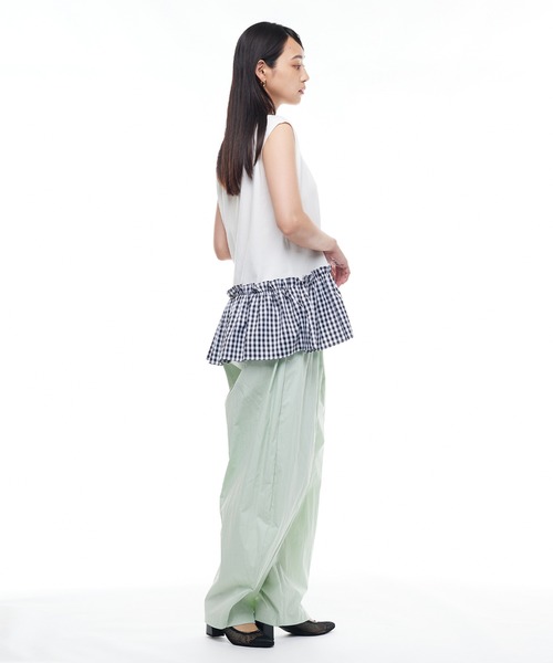 Narcissus（ナルシス）の「【Narcissus】ノースリーブフリルトップス ギンガムチェック ペプラム カットソー（Tシャツ/カットソー・レディース・ホワイト/ブラック・FREE）」の11枚目の写真