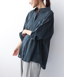 麻レーヨンロールアップシャツ