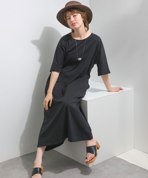 Fizz（フィズ）の「綿天竺　クルーネックカットソーワンピース（ワンピース・レディース・ベージュ/ブラック/ブルー・M）」の13枚目の写真