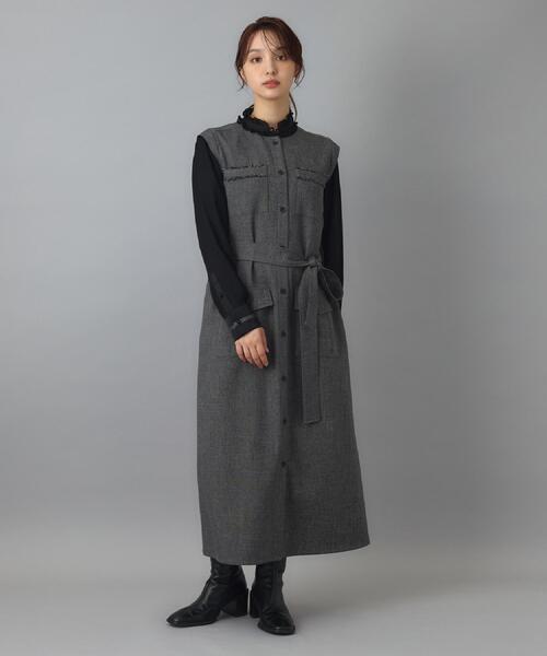 DRESSTERIOR(ドレステリア)の「【ウォッシャブル】ツイードライクワンピース(ワンピース・レディース・ブラウン系その他/ダークグレー・34/38/36)」の7枚目の写真
