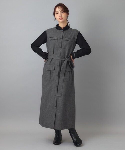DRESSTERIOR(ドレステリア)の「【ウォッシャブル】ツイードライクワンピース(ワンピース・レディース・ブラウン系その他/ダークグレー・34/38/36)」の8枚目の写真