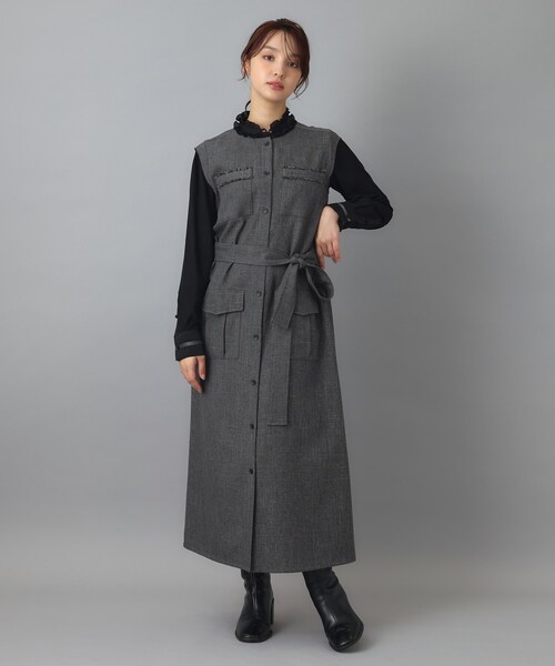 DRESSTERIOR(ドレステリア)の「【ウォッシャブル】ツイードライクワンピース(ワンピース・レディース・ブラウン系その他/ダークグレー・34/38/36)」の9枚目の写真