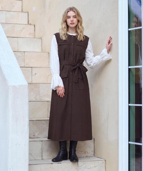 DRESSTERIOR(ドレステリア)の「【ウォッシャブル】ツイードライクワンピース(ワンピース・レディース・ブラウン系その他/ダークグレー・34/38/36)」の3枚目の写真